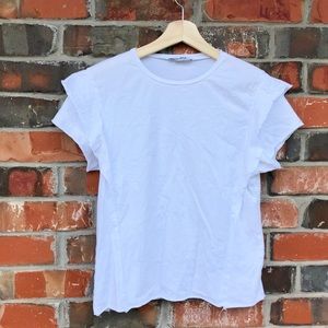 H&M Trafaluc White Butterfly Sleeve Casual Shirt M